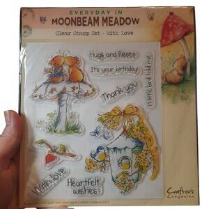 Crafters Companion MOONBEAM MEADOW Mice Mouse Birds Rubber Stamps Set